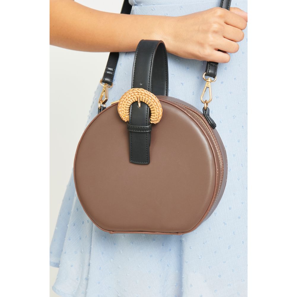 Woman wearing Cognac Urban Expressions Millie Crossbody 840611173256 View 2 | Cognac