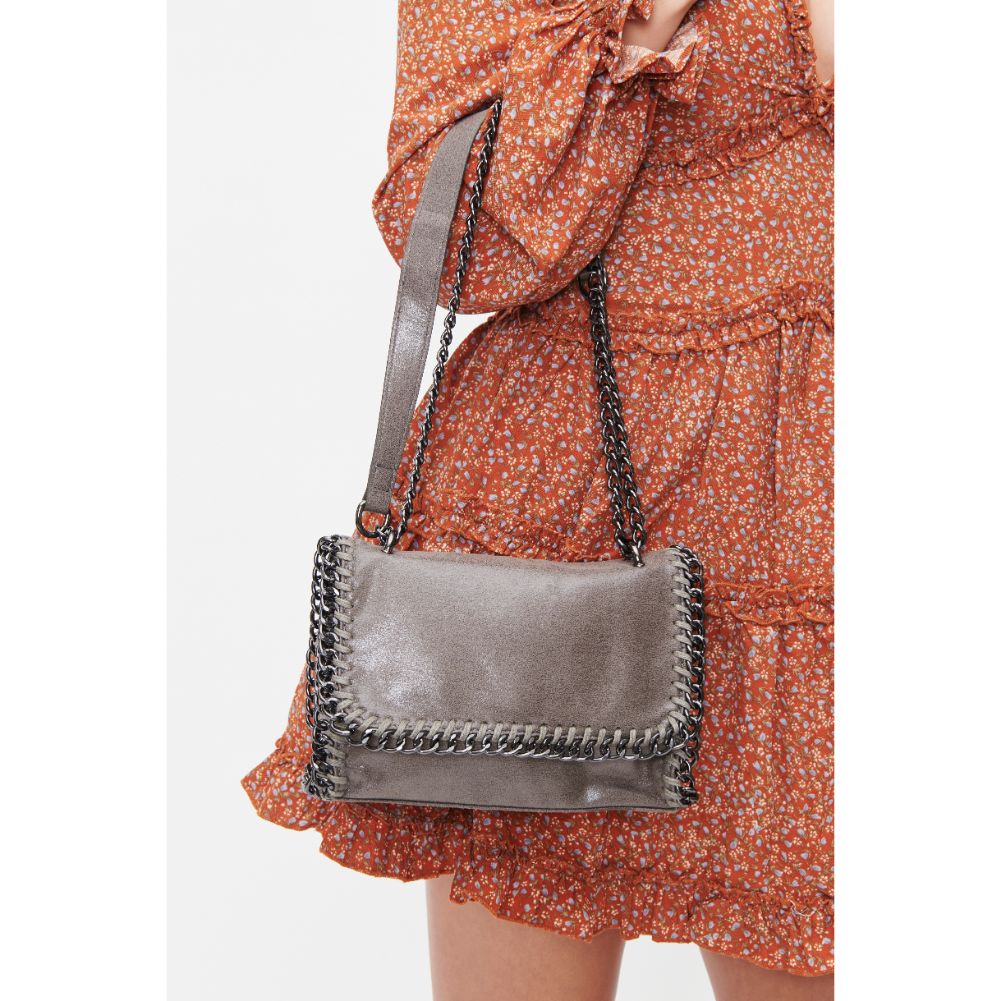 Woman wearing Gunmetal Urban Expressions Mollie Shoulder Bag 818209012003 View 1 | Gunmetal