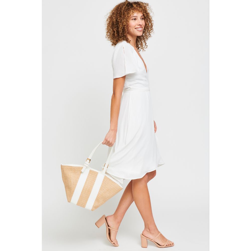 Woman wearing White Urban Expressions La Jolla Tote 840611179173 View 3 | White