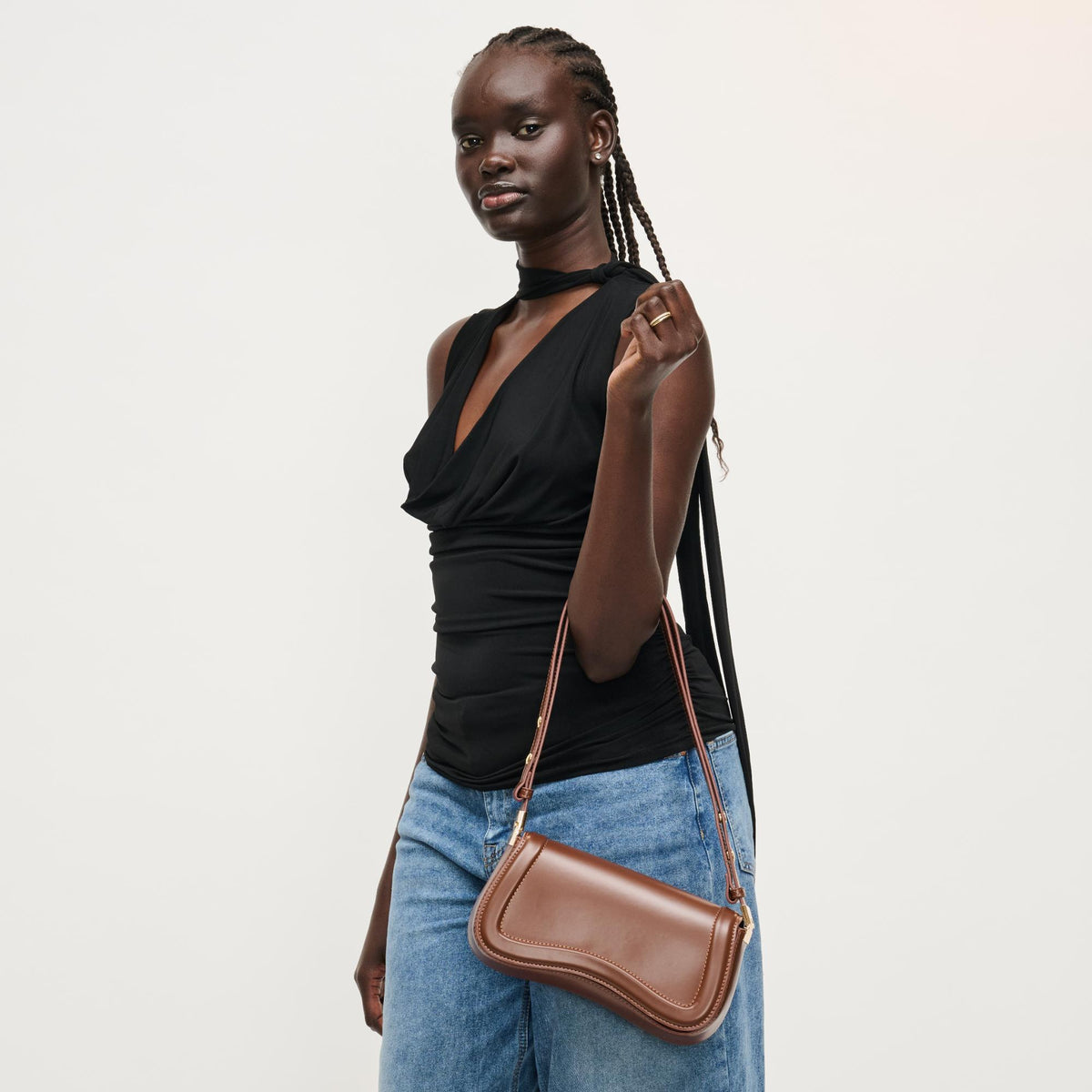 Woman wearing Chocolate Urban Expressions Max Shoulder Bag 840504208423 View 4 | Chocolate