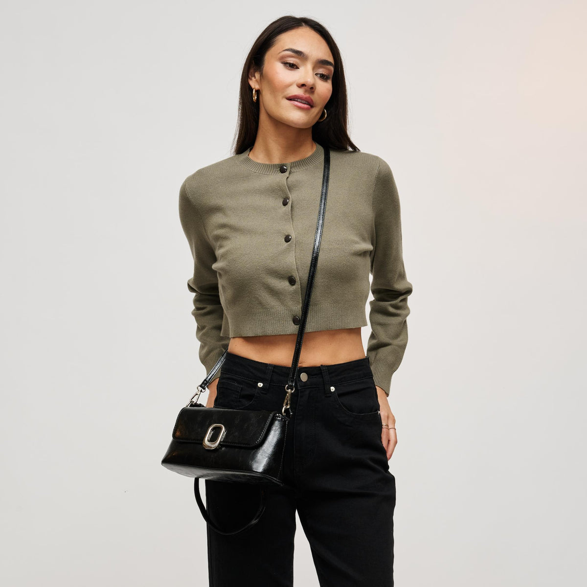 Woman wearing Black Urban Expressions Larek Crossbody 840504212321 View 3 | Black