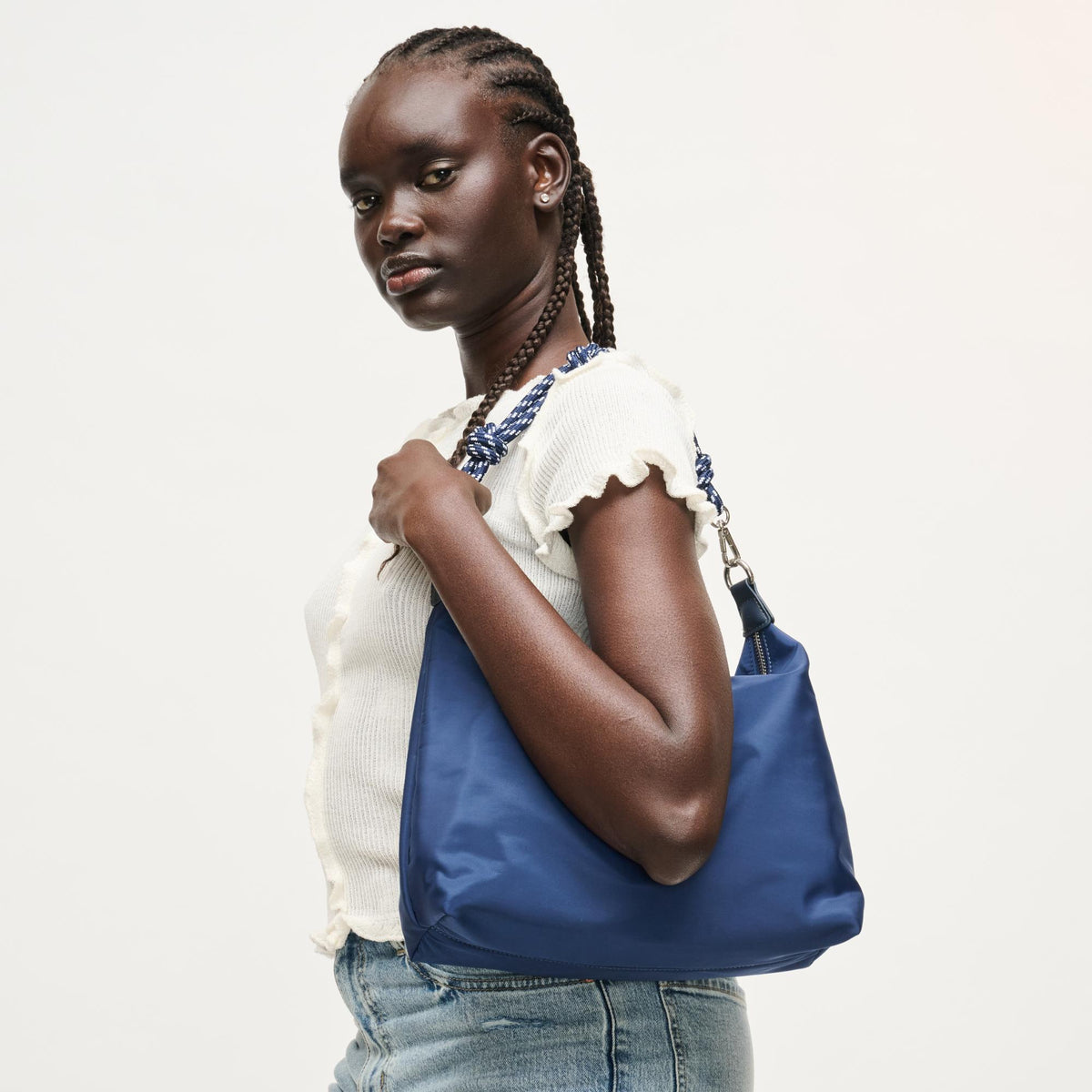 Woman wearing Navy Urban Expressions Nova Hobo 840504206085 View 4 | Navy