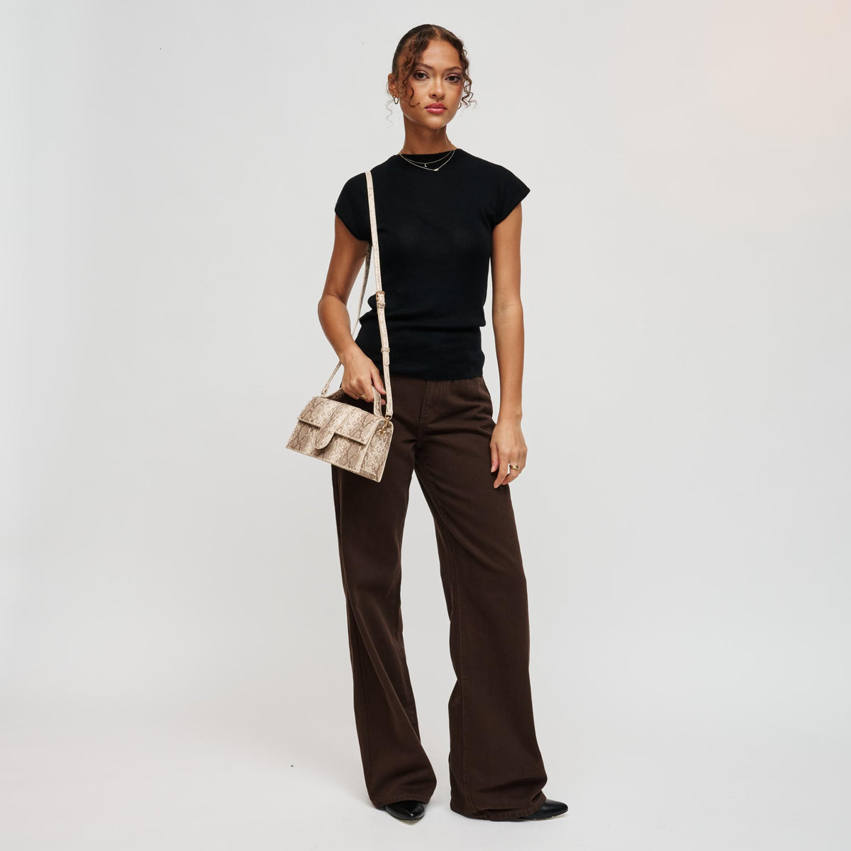 Woman wearing Natural Urban Expressions Violet - Snake Crossbody 840504210167 View 4 | Natural