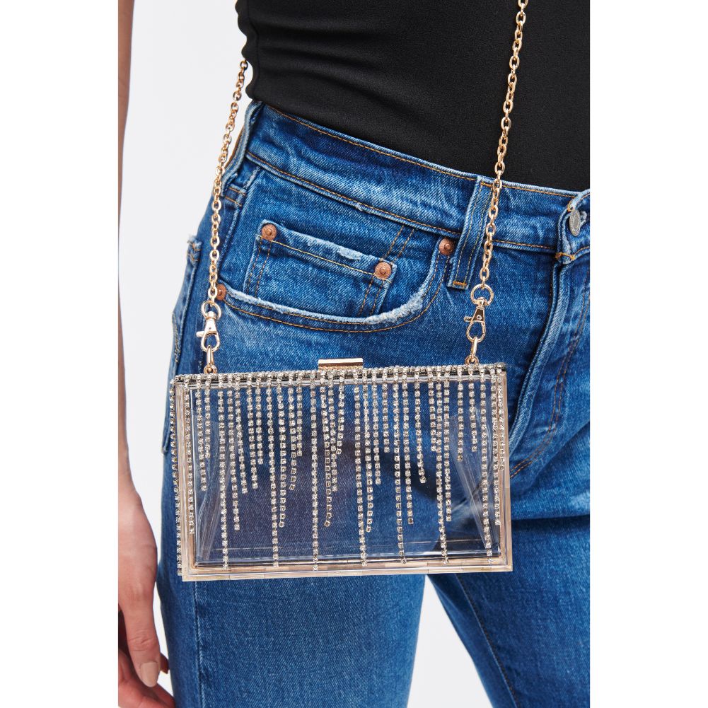 Woman wearing Clear Urban Expressions Jazzy Minaudiere 840611184962 View 2 | Clear