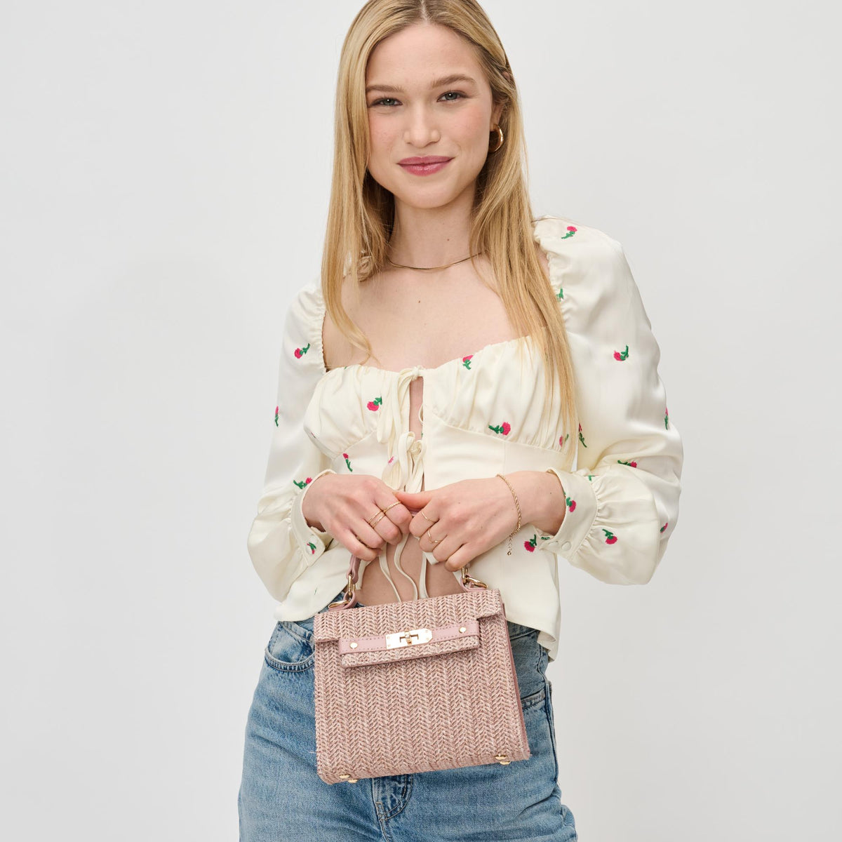 Woman wearing Blush Urban Expressions Violet Crossbody 840611126108 View 3 | Blush