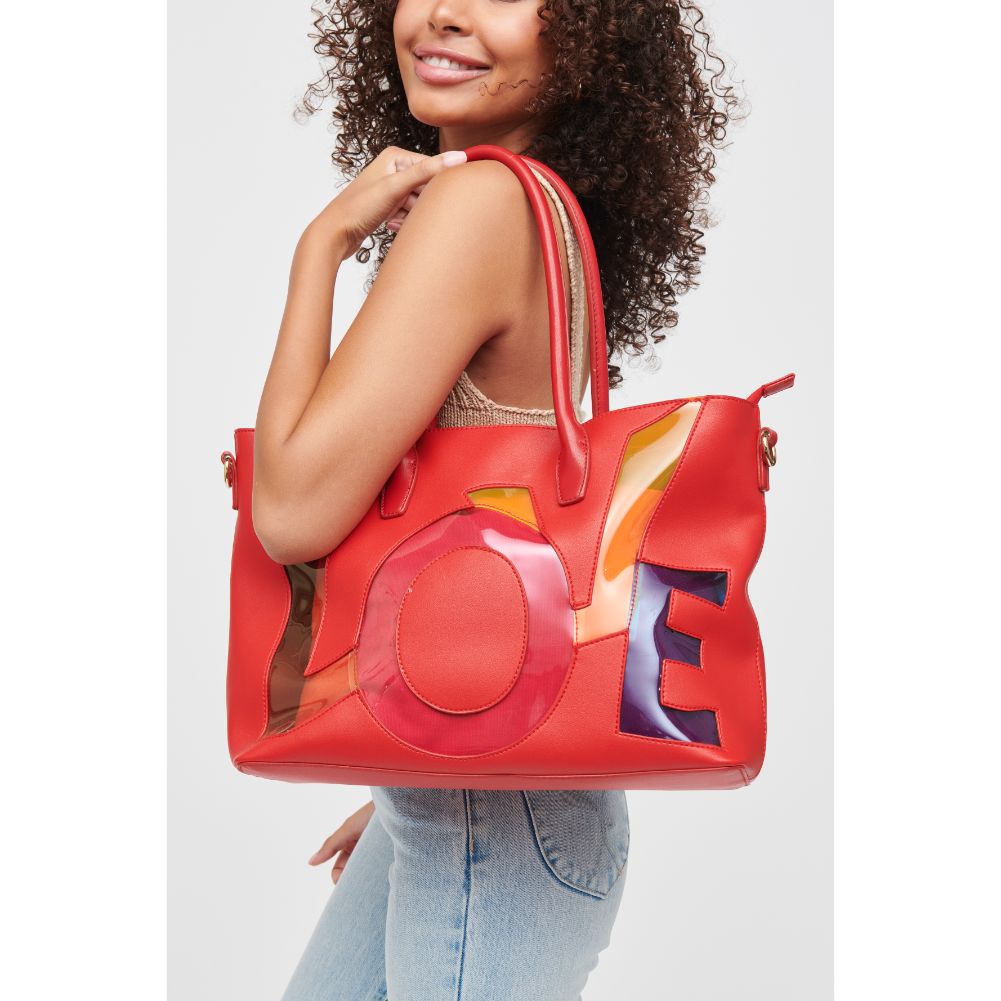 Woman wearing Red Urban Expressions Love Tote 840611160706 View 2 | Red