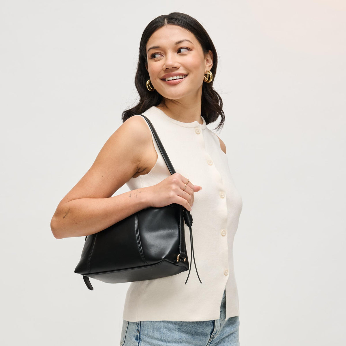 Woman wearing Black Urban Expressions Waylon Shoulder Bag 840504205132 View 3 | Black