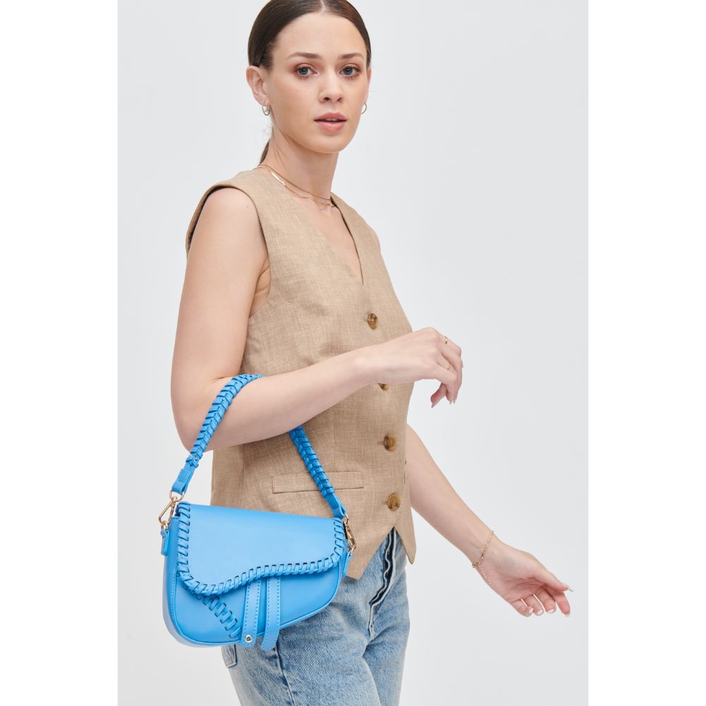 Woman wearing Azure Urban Expressions Sloane Crossbody 840611106957 View 2 | Azure