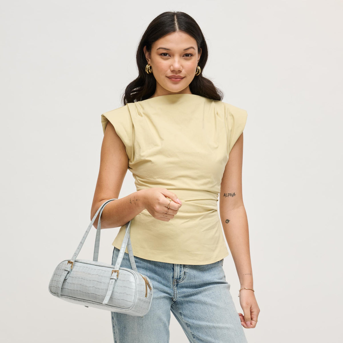 Woman wearing Blue Urban Expressions Athena Shoulder Bag 840504206207 View 1 | Blue