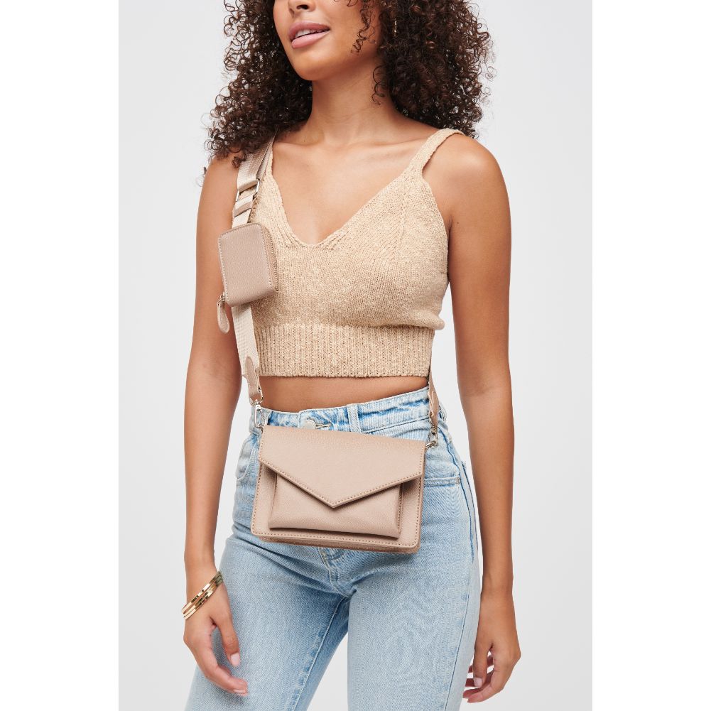 Woman wearing Nude Urban Expressions Fannie Crossbody 840611185419 View 1 | Nude