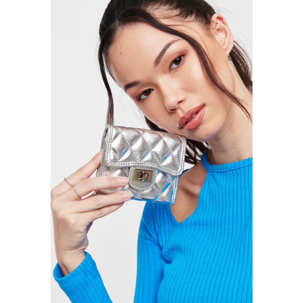 Woman wearing Silver Urban Expressions Shantel - Quilted Wallet 840611104762 View 2 | Silver