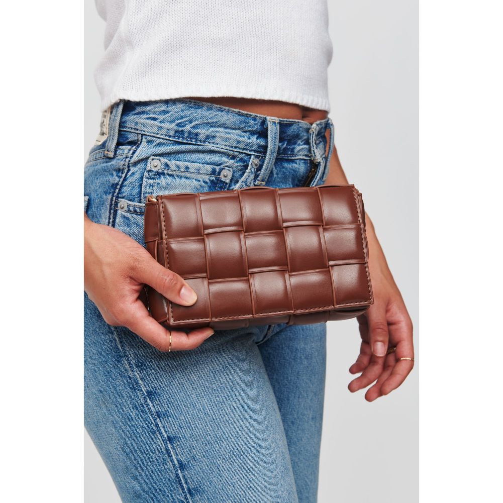 Woman wearing Chocolate Urban Expressions Holden Crossbody 840611101266 View 2 | Chocolate