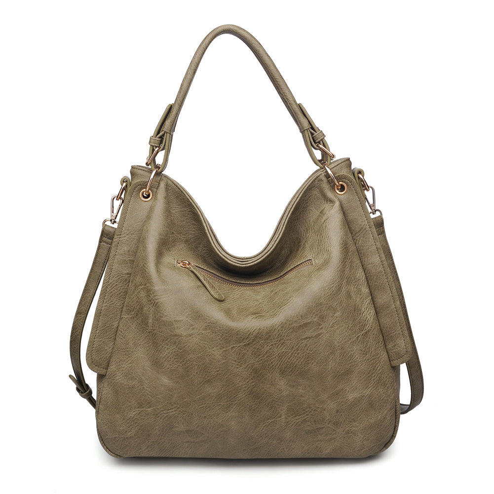 Product Image of Urban Expressions Finley Pebble Satchel NA-840611155276 View 3 | Olive