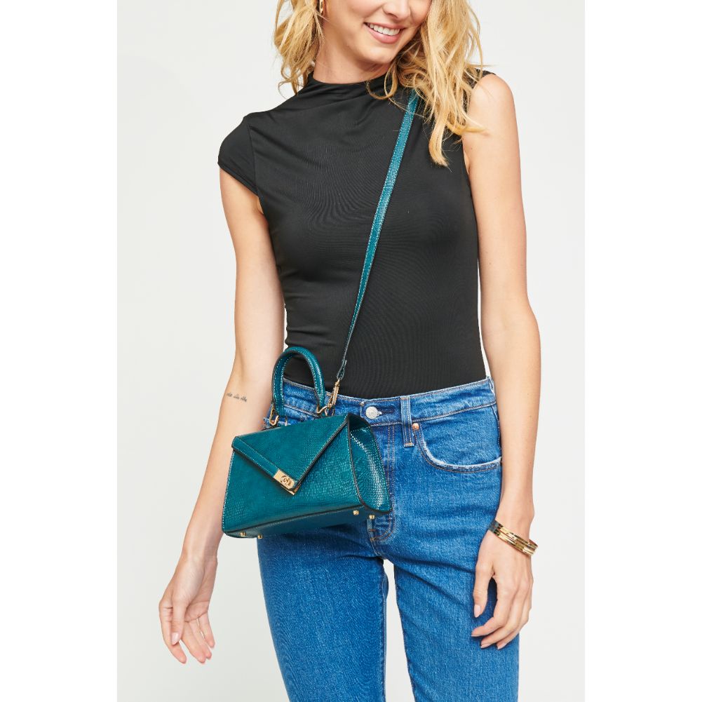Woman wearing Emerald Urban Expressions Blake Crossbody 840611174710 View 4 | Emerald