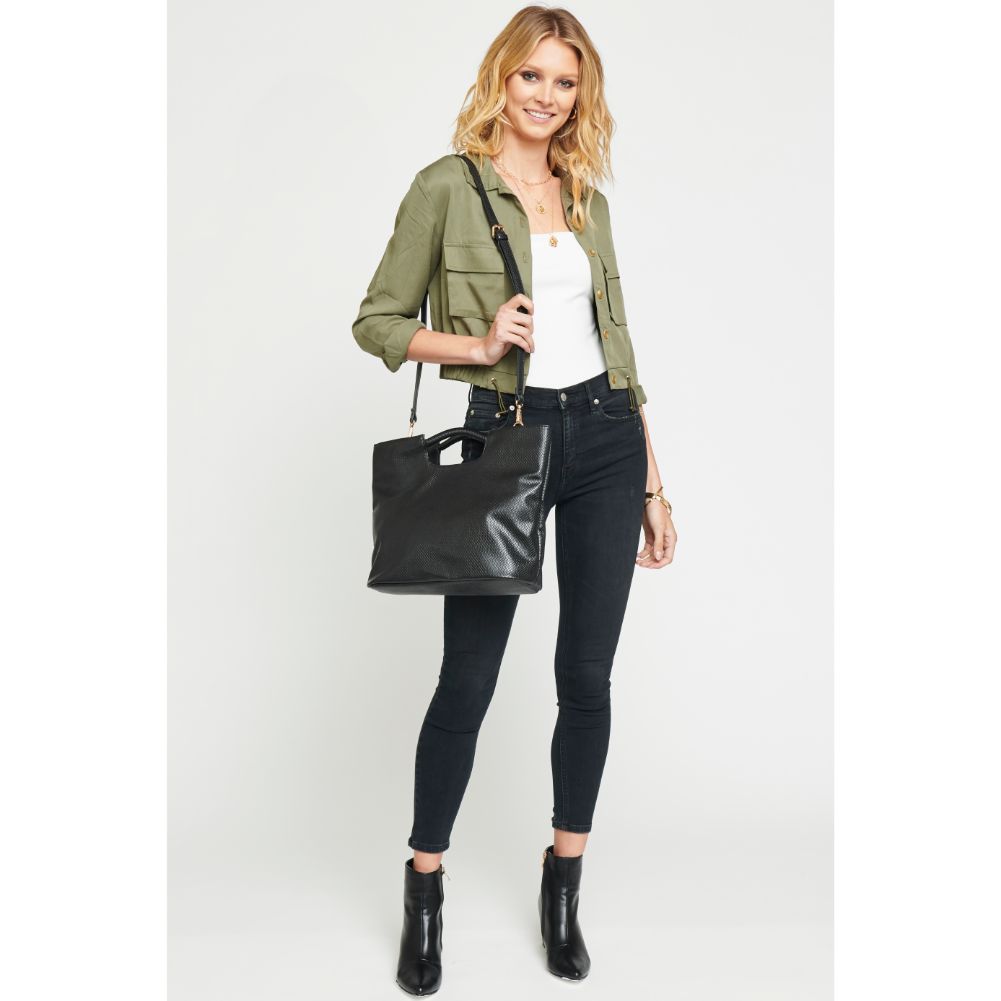 Woman wearing Black Urban Expressions Silas Tote 840611166814 View 2 | Black
