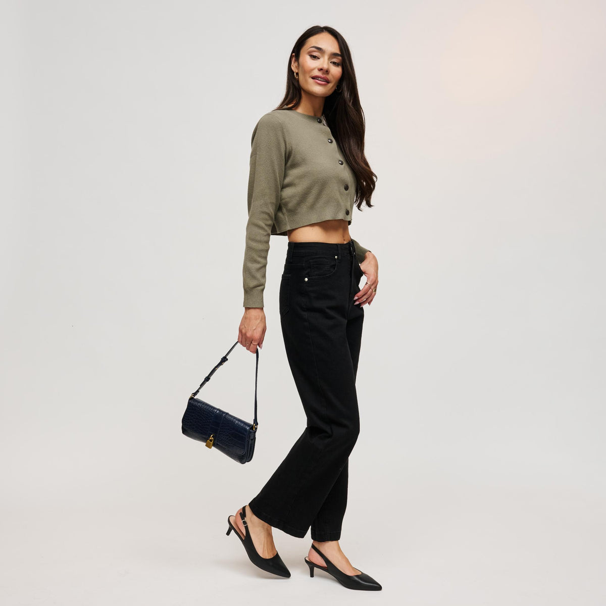 Woman wearing Navy Urban Expressions Marsilee Shoulder Bag 840504212277 View 4 | Navy