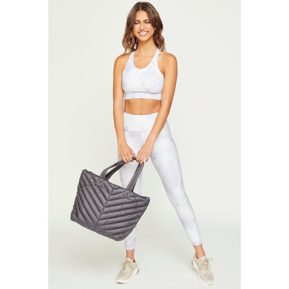 Woman wearing Grey Urban Expressions Kickoff Tote NA-840611162410 View 2 | Grey