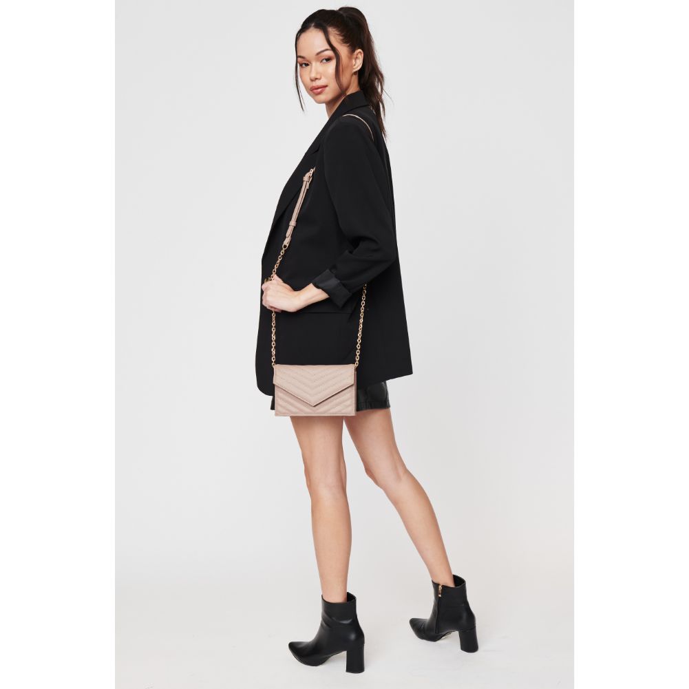 Woman wearing Nude Urban Expressions Muriel Crossbody 840611104632 View 3 | Nude