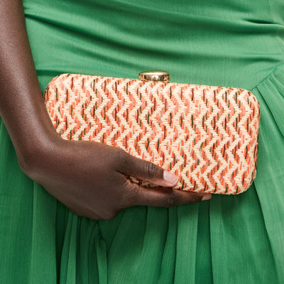 Woman wearing Orange Multi Urban Expressions Valentina Evening Bag 840504206511 View 1 | Orange Multi