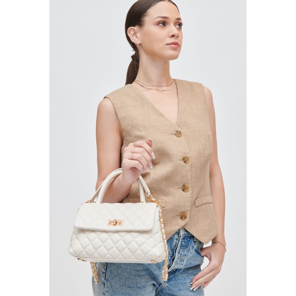 Woman wearing Oatmilk Urban Expressions Cordelia - Quilted Crossbody 840611106339 View 2 | Oatmilk