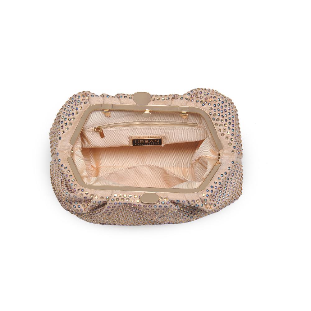 Woman wearing Light Gold Urban Expressions Arielle Evening Bag 840611132734 View 9 | Light Gold
