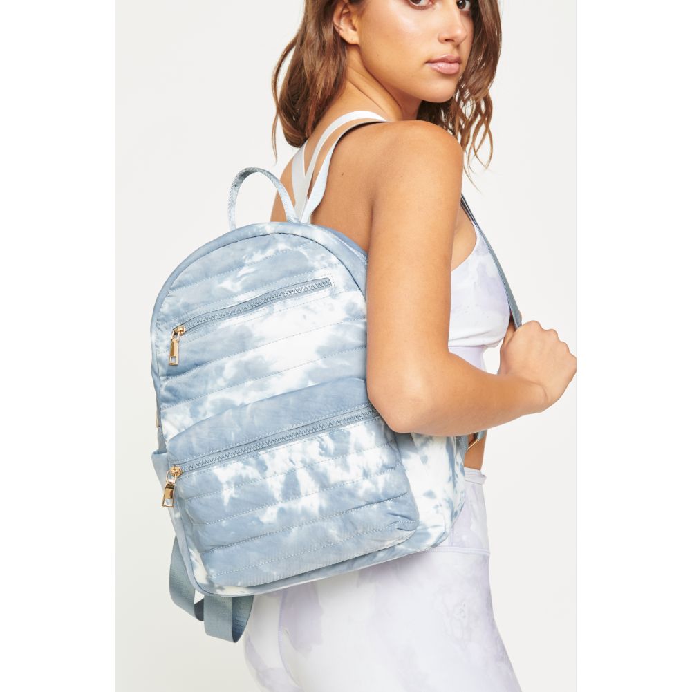 Woman wearing Slate Cloud Urban Expressions Aiden Backpack 840611180742 View 2 | Slate Cloud