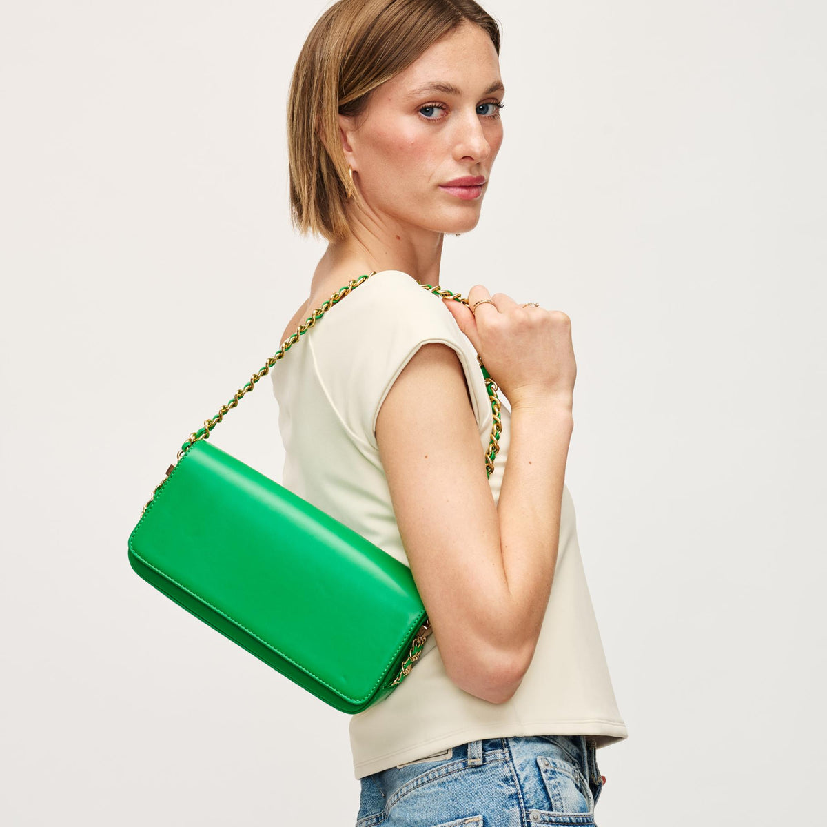 Woman wearing Green Urban Expressions Julia Crossbody 840611157171 View 3 | Green