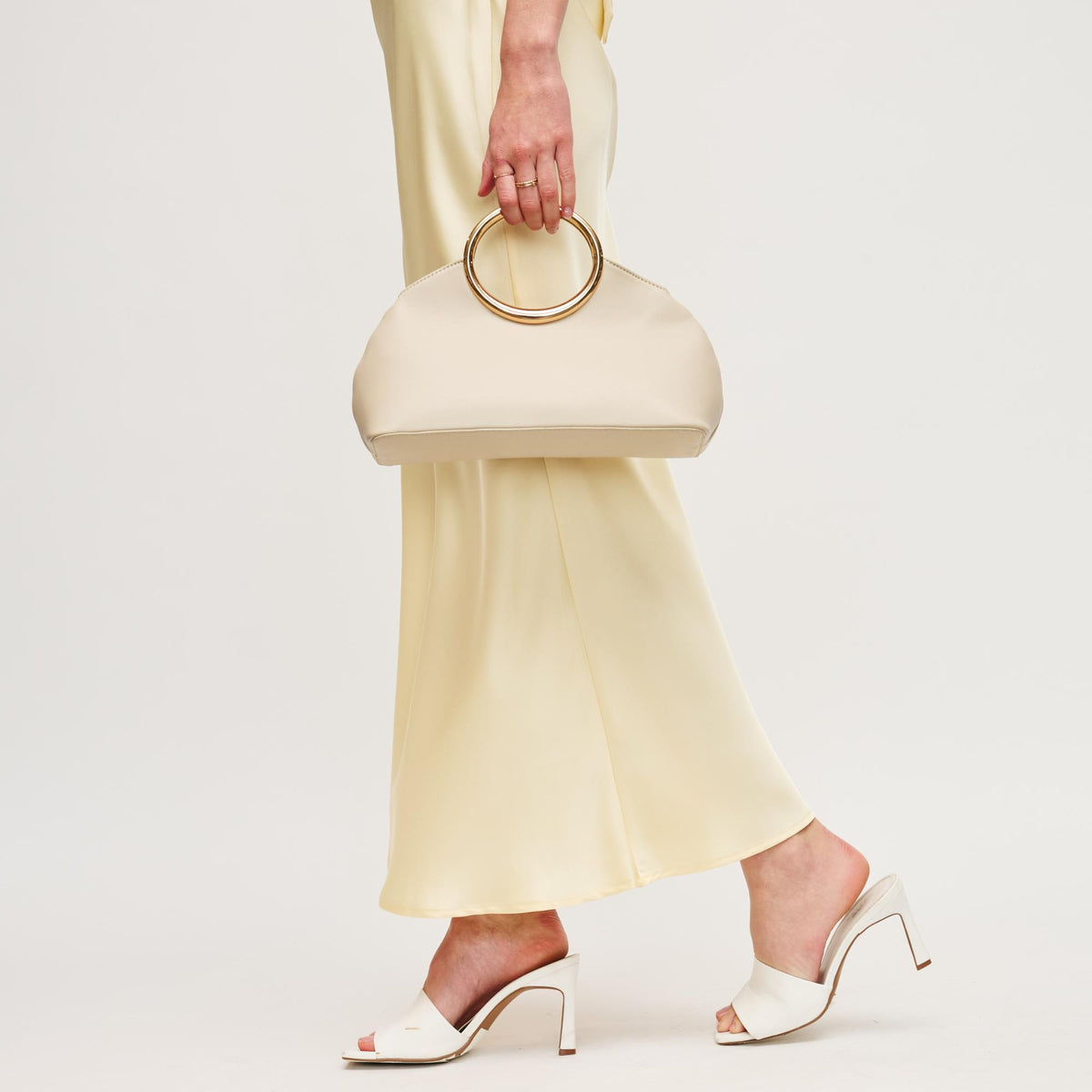 Woman wearing Cream Urban Expressions Belinda Evening Bag 840611128898 View 3 | Cream
