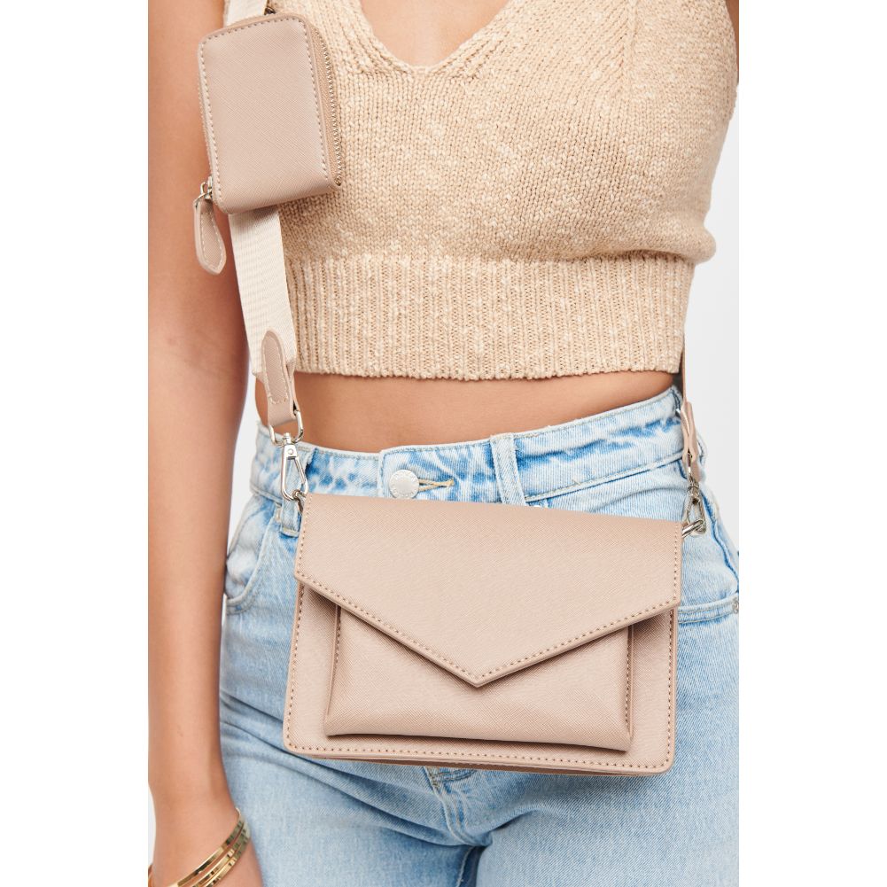 Woman wearing Nude Urban Expressions Fannie Crossbody 840611185419 View 2 | Nude