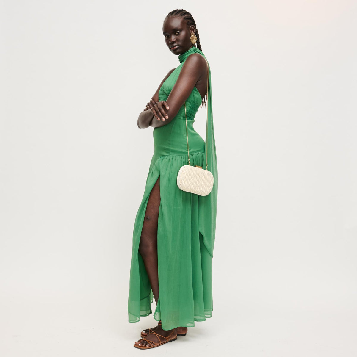 Woman wearing Ivory Urban Expressions Alix Evening Bag 840504206283 View 2 | Ivory