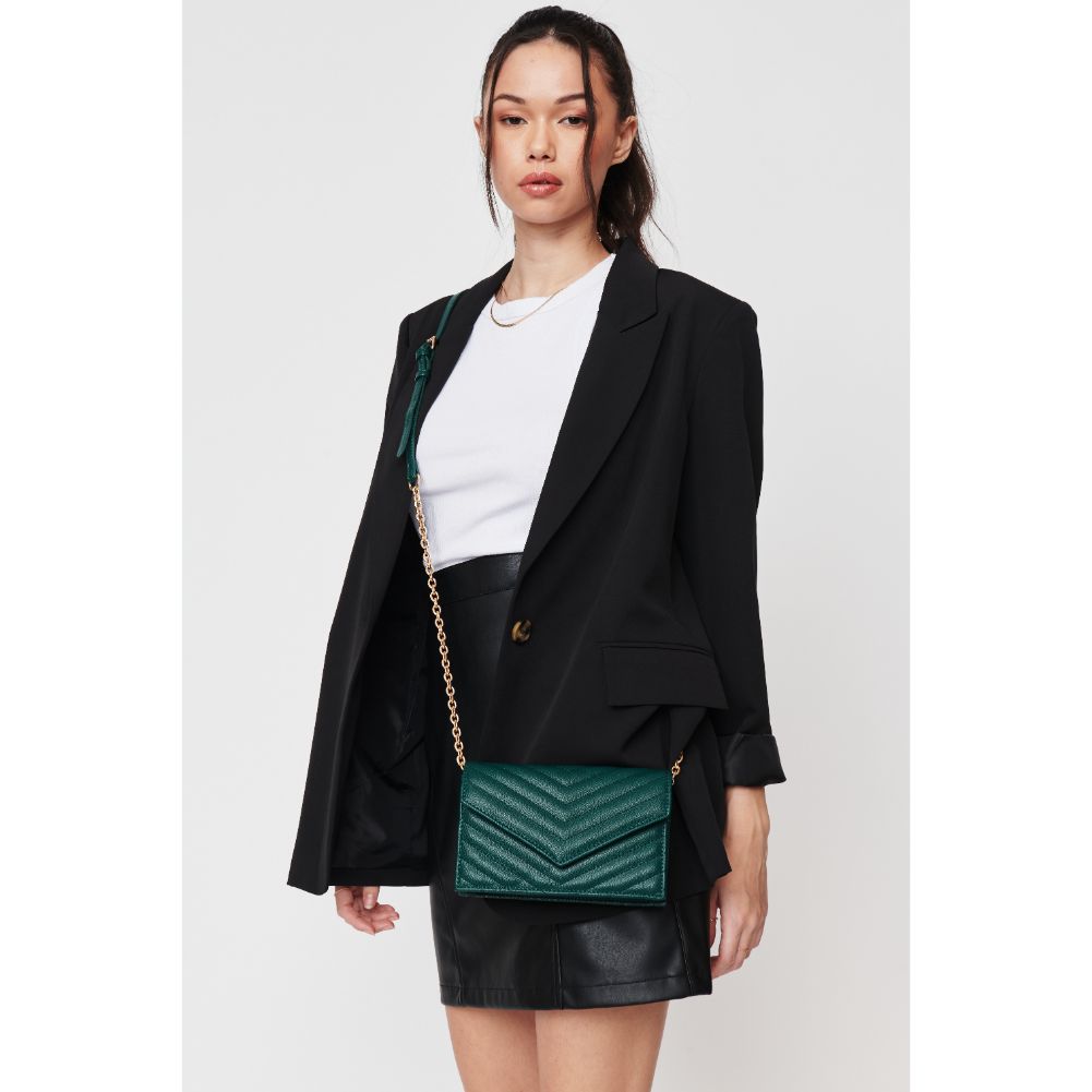 Woman wearing Hunter Green Urban Expressions Muriel Crossbody 840611104618 View 2 | Hunter Green