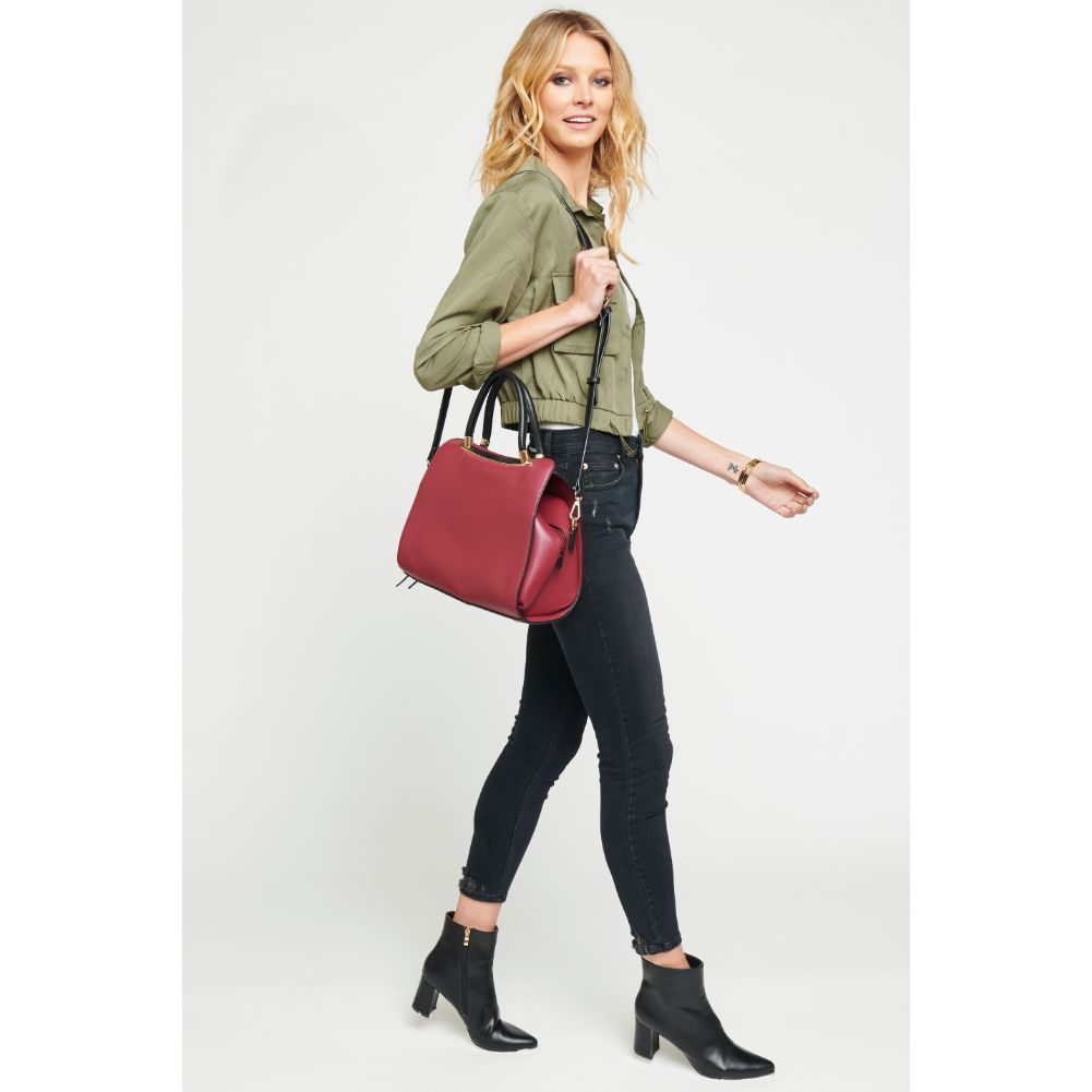 Woman wearing Cherry Urban Expressions Willa Satchel NA-840611149503 View 4 | Cherry