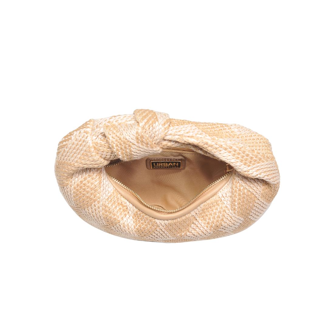 Woman wearing Natural Cream Urban Expressions Tracy - Love Knot Clutch 840611156570 View 9 | Natural Cream