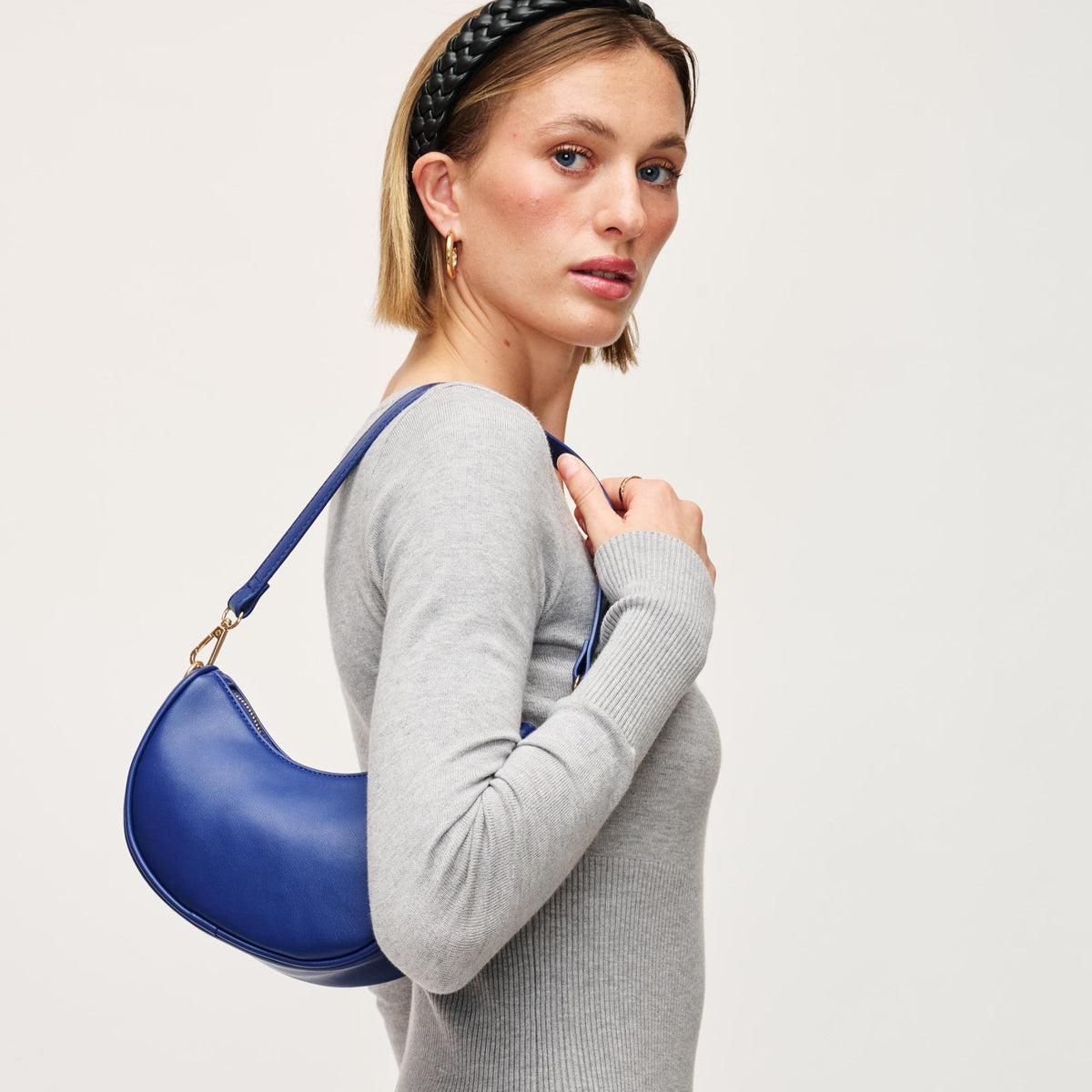 Woman wearing Navy Urban Expressions Mila Crossbody 840611154316 View 3 | Navy