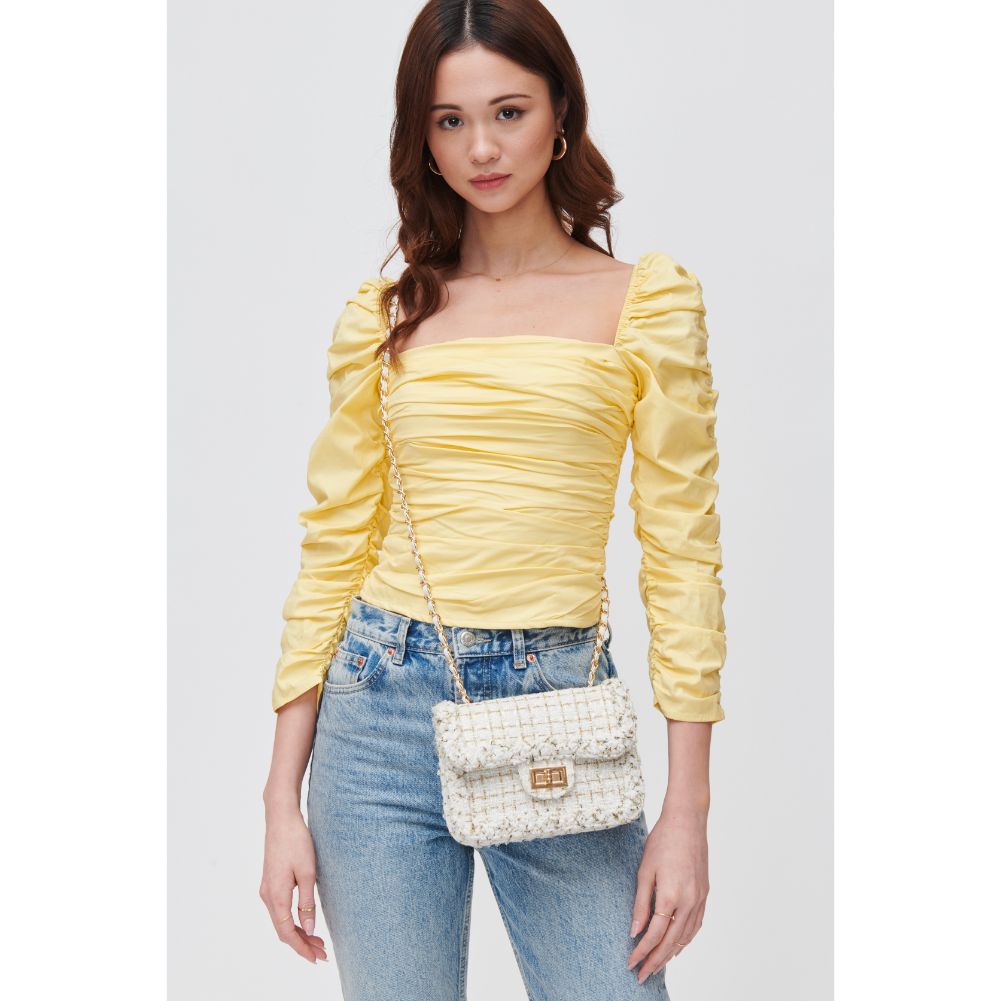 Woman wearing Cream Multi Urban Expressions Suzie Crossbody 840611106919 View 2 | Cream Multi