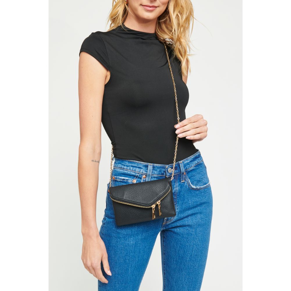 Woman wearing Black Urban Expressions Lucy Crossbody Wristlet 840611167675 View 1 | Black