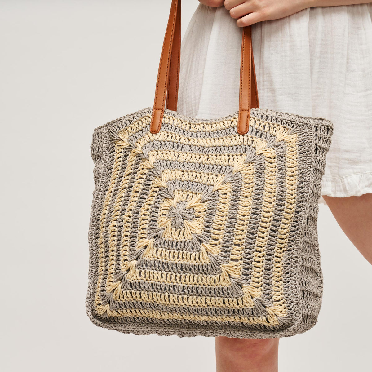 Woman wearing Grey Multi Urban Expressions Palmyra Tote 818209016629 View 3 | Grey Multi