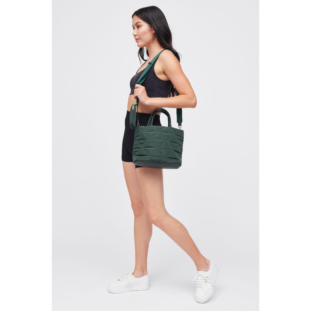 Woman wearing Hunter Green Urban Expressions Reid Tote 840611184290 View 3 | Hunter Green