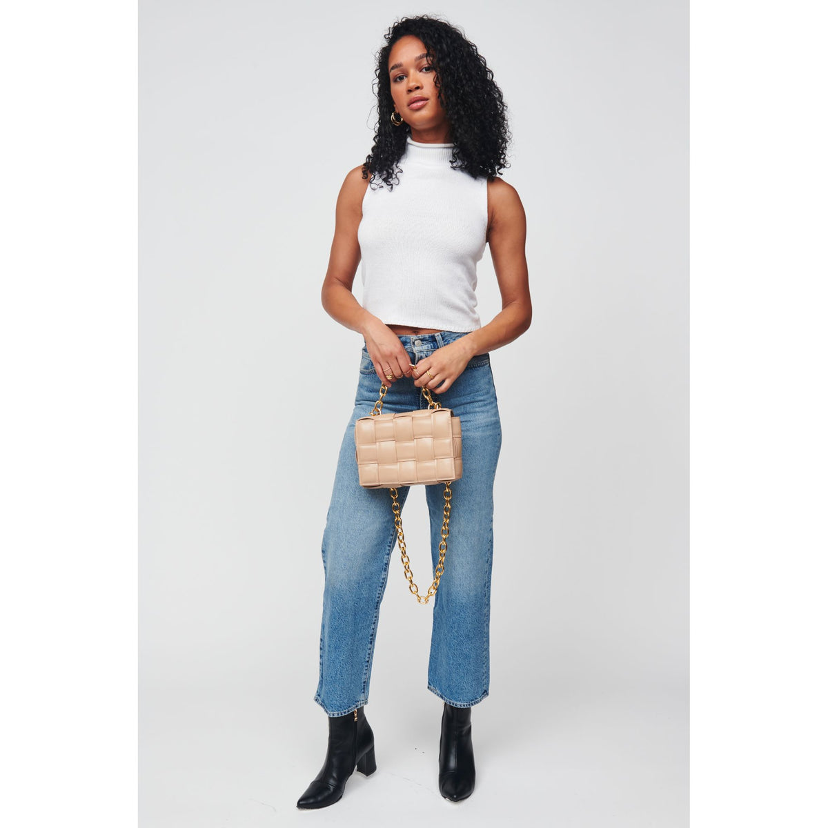 Woman wearing Camel Urban Expressions Ines Crossbody 818209012089 View 4 | Camel