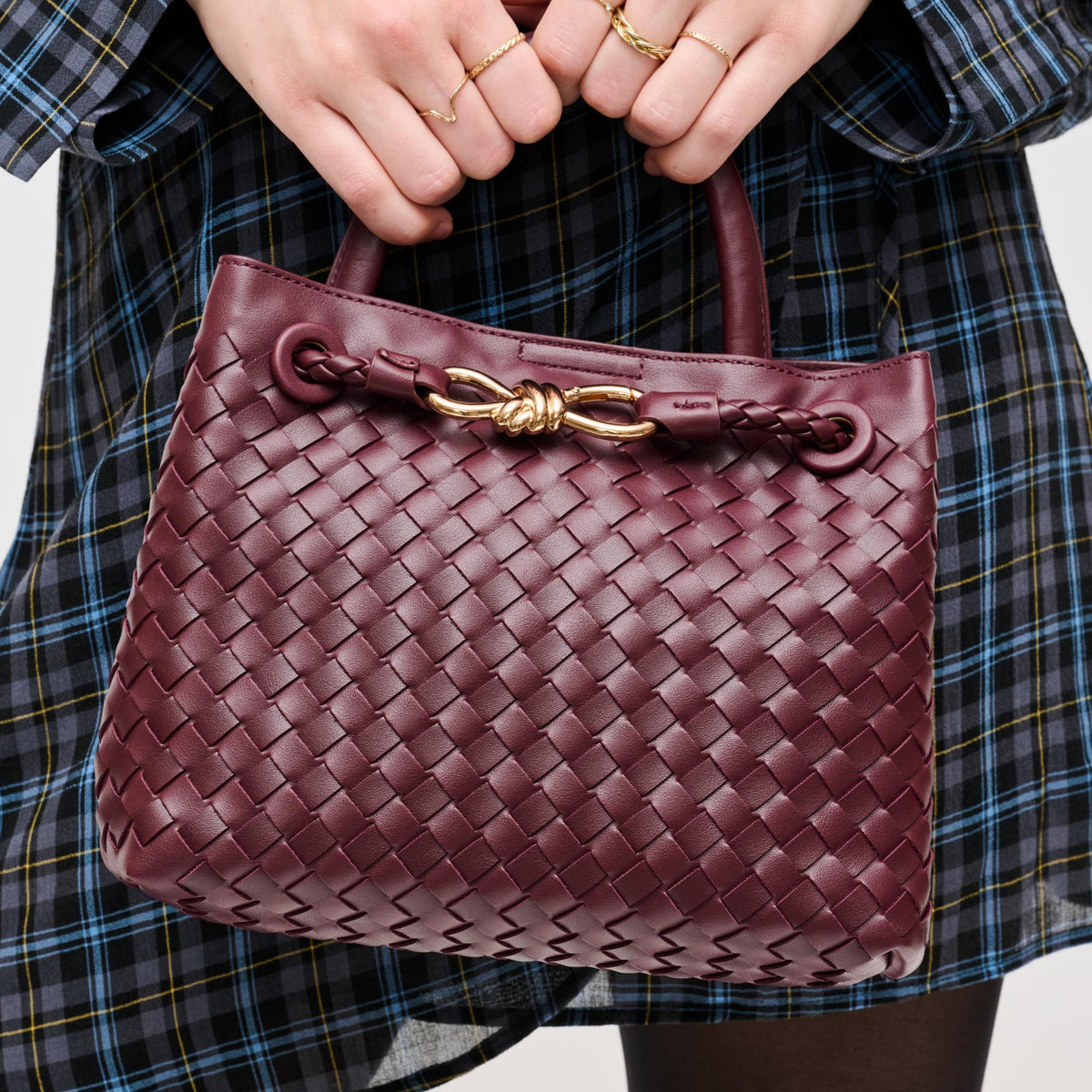 Woman wearing Wine Urban Expressions Blakely Crossbody 840611124142 View 4 | Wine