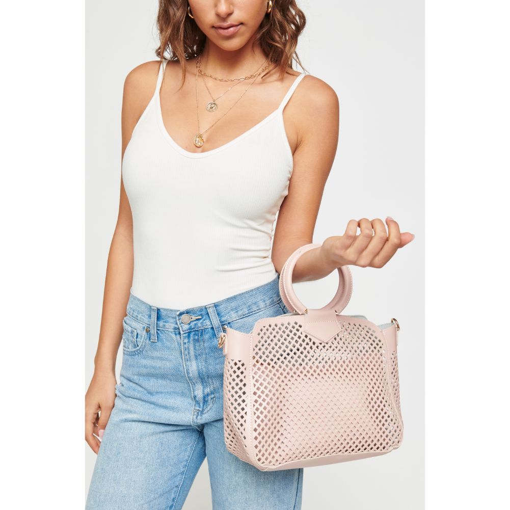 Woman wearing Blush Urban Expressions Jaclyn Satchel 840611169655 View 2 | Blush