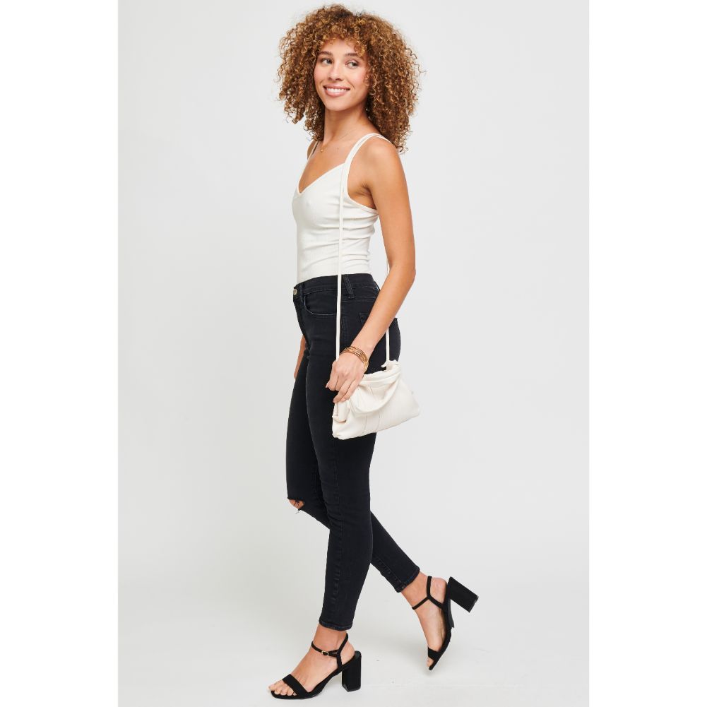 Woman wearing White Urban Expressions Mona Crossbody 840611178480 View 4 | White