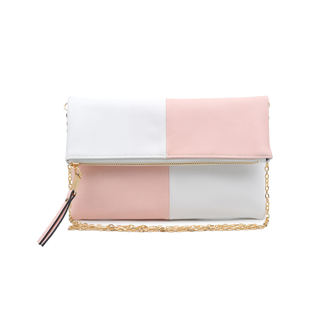 Woman wearing White Pink Urban Expressions Soraya Clutch NA-840611146786 View 5 | White Pink