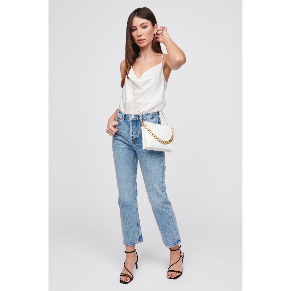 Woman wearing White Urban Expressions Andie Crossbody 818209015615 View 3 | White