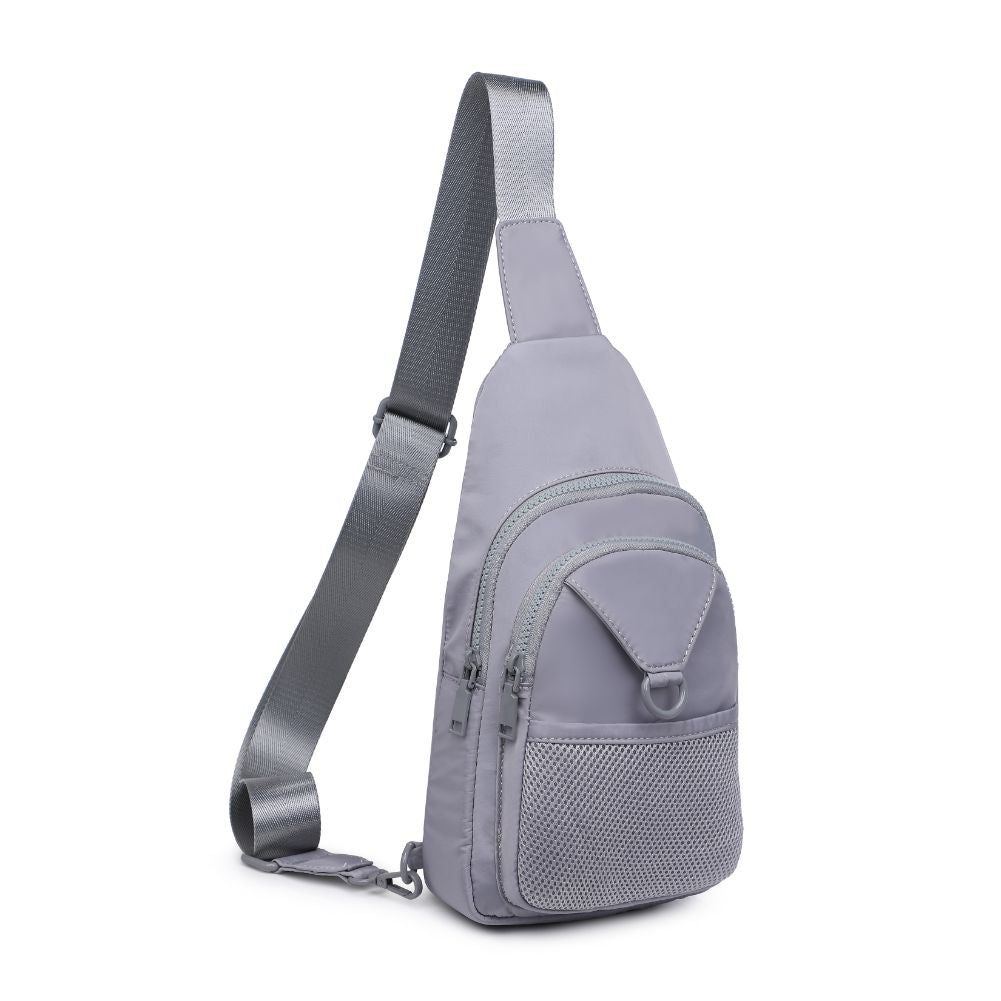 Woman wearing Grey Urban Expressions Walker - Nylon Sling Backpack 840611110664 View 6 | Grey