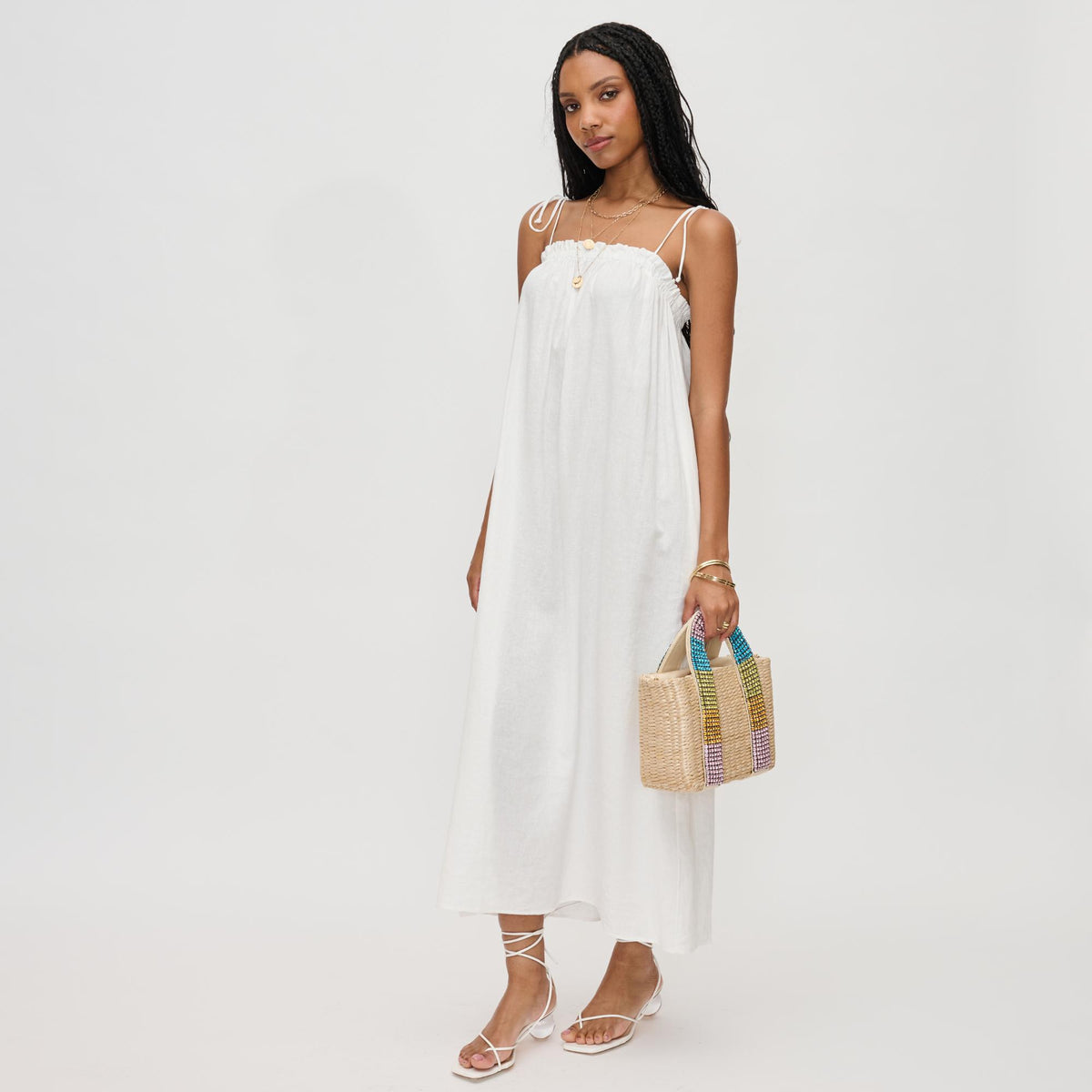 Woman wearing Natural Multi Urban Expressions Mahdi Crossbody 840611144485 View 3 | Natural Multi