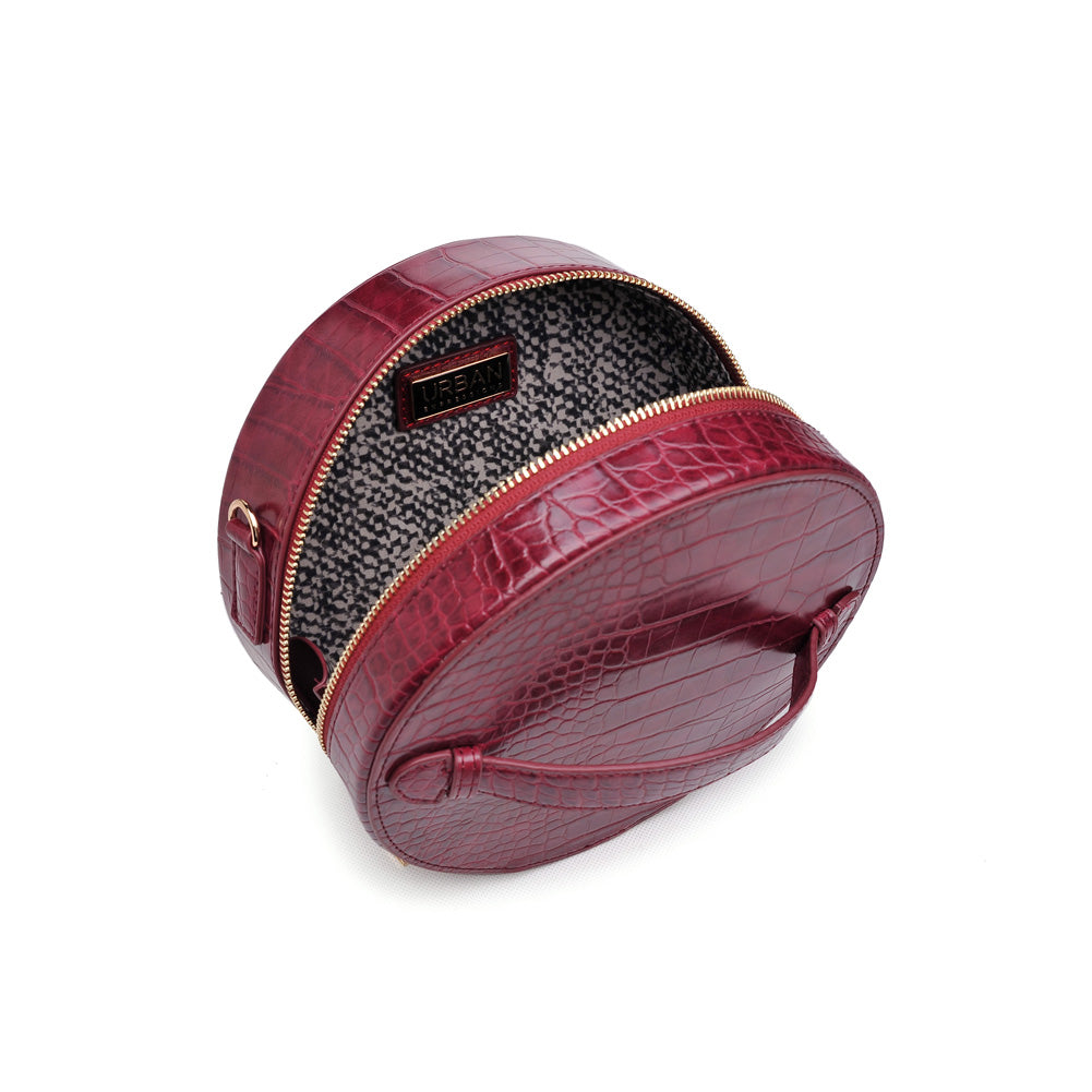 Woman wearing Burgundy Urban Expressions Sawyer Crossbody NA-840611152466 View 9 | Burgundy