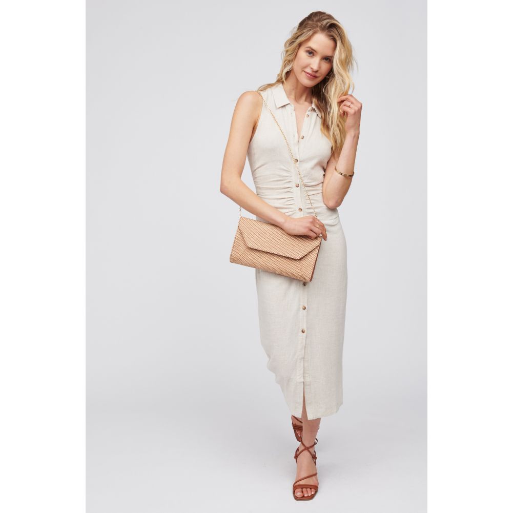 Woman wearing Tan Urban Expressions Dakota Clutch 840611100634 View 3 | Tan