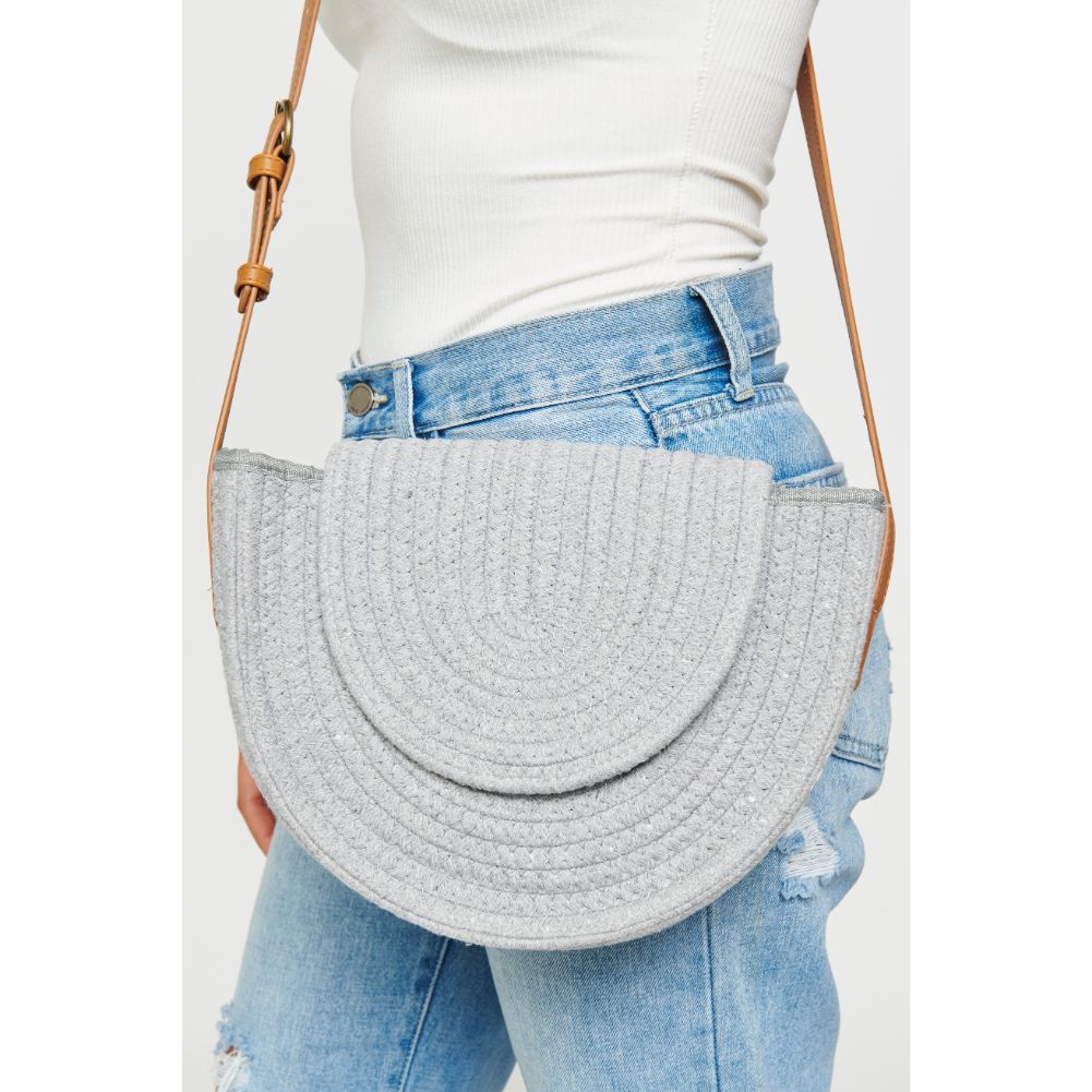 Woman wearing Grey Urban Expressions Leland Crossbody 840611171603 View 2 | Grey