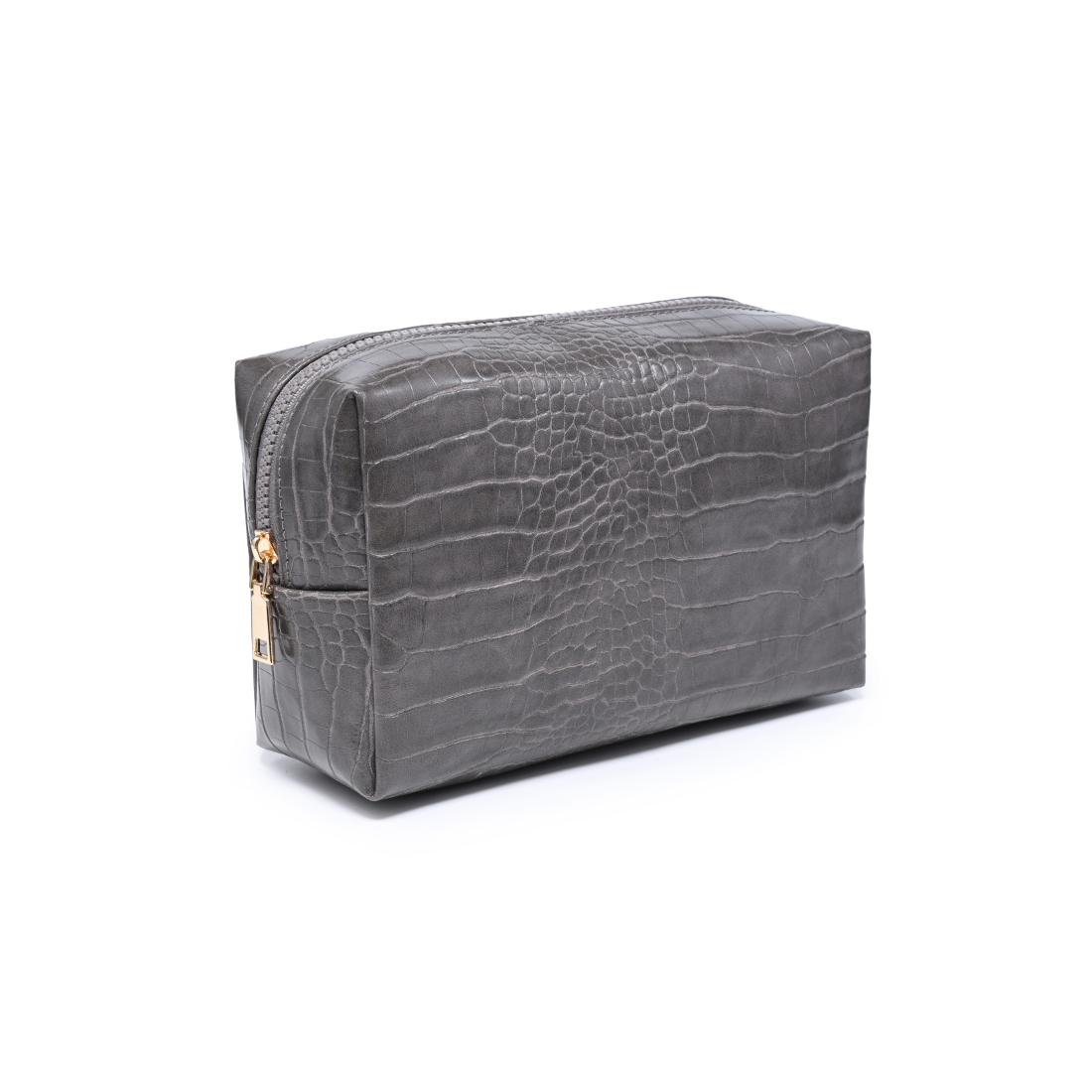 Urban Essentials Croc Chic Cosmetic & Travel Organizer Pouch 840504210587 View 6 | Dark Grey